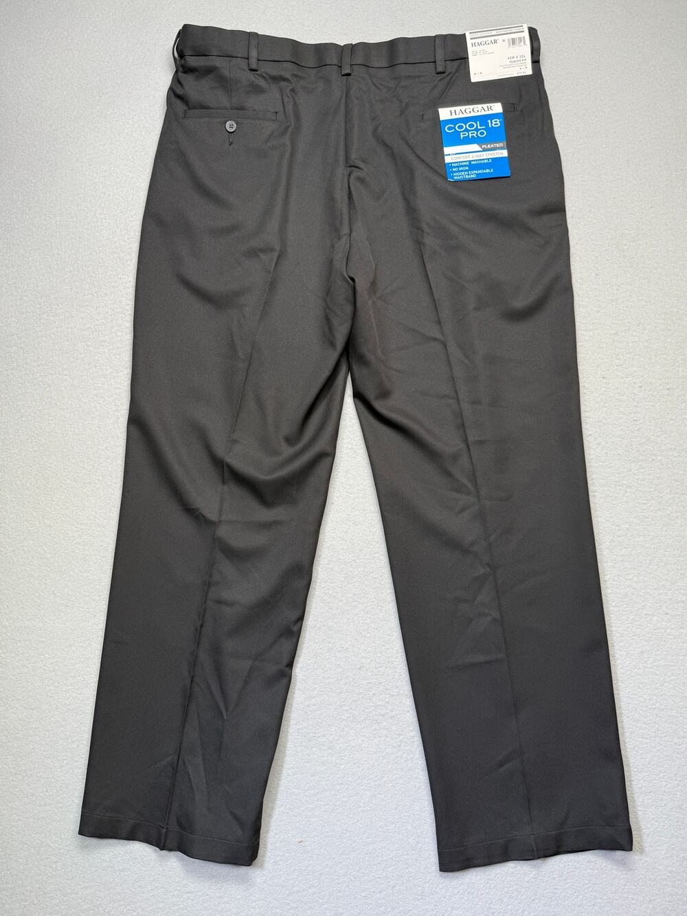 Haggar Men's Cool 18 PRO Expandable Waist Dress Pants black 42x32 $70